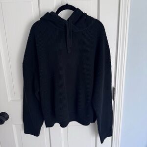 GAP CashSoft Shaker-Stitch Sweater Hoodie in Black sz XL Tall